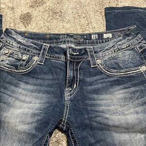 Miss Me Dark Blue Denim Jeans with crystal pockets